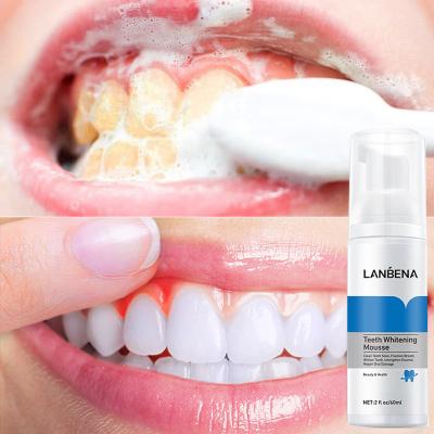 China Mouth Washing and Tooth Brushing 2 in 1 Lanbena Teeth Whitening Foam Tooth Whitening Teeth Oral Hygiene Toothpaste Cleaning Whitening Remove Stains Dental Tool for sale