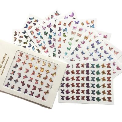 China No Toixc 45PCS Mix Designs Holographic 3D Butterfly Nail Sticker Decals Wraps Nail Art Sticker For Nail Salon Flower Foil for sale