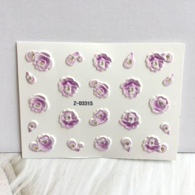 China Easy Apply Wholesale Custom Nail Decals Supplies Purple Water Flower Sticker Nalis For Finger Nail Decoration for sale