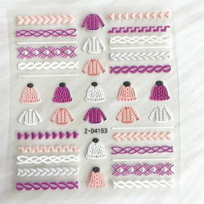 China 3D Nail Art DIY Decoration Winter Popular Styles Cute Small 5D Knot Hat And Scarf And Coat Nail Stickers for sale