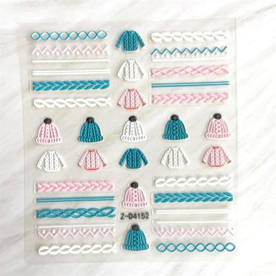 China 3D Nail Art DIY Decoration Factory Direct Warm Winter Styles Nail Art Stickers 5D Scarf And Hat Nail Sticker Small Coat for sale