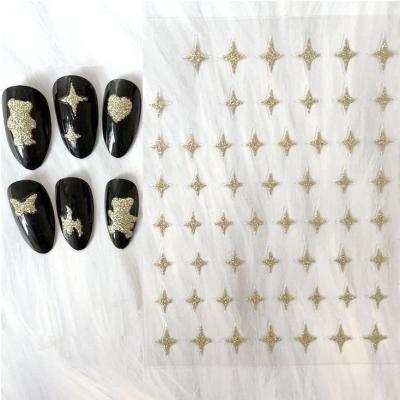 China 2022 New Luxury Multicolor Bling Bling Gold Star Ribbon Nail Stickers Flame Bear Nail Art Decoration For Nail Art for sale