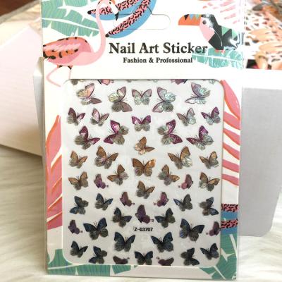 China Luxury Nail Decals Butterfly Ribbon Laser Stickers Self Adhesive Nail Art Decoration Factory Direct Z-D3834 for sale