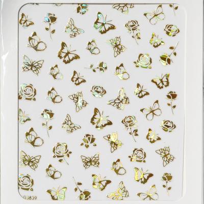 China Nail Art Decoration Butterfly 3D Stickers Self Adhesive Nail Art Decoration Hot Sale Laser Butterfly 3D Nail Decals for sale