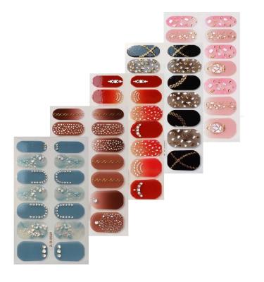 China Full Cover Faux Stone Eco-friendly Material Luxury Stickers Nail Polish Sticker English Letter Nail Strips For Nail Art DIY for sale