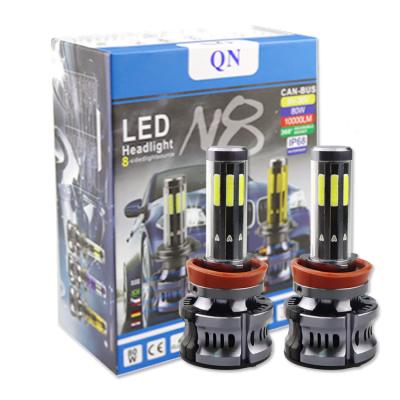 China Auto lighting system aluminum canbus led N8 led 8 sides led headlights H11 led headlight bulbs 80W 360 led headlight offroad spotlight for sale