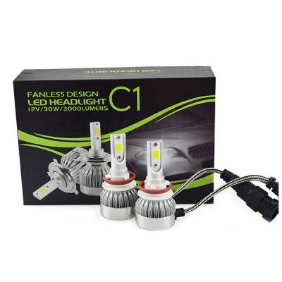 China Aluminum automobile led lighting system C1 car led headlight 30w h11 led headlight DC12V 24V white cob light aluminum worklight IP67waterproof for sale