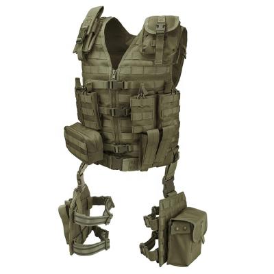 China Outdoor Mulitply Vest Plus Size Army Green Modul Man Army Pocket Tactical Vest With Leg Pads For Hunting for sale