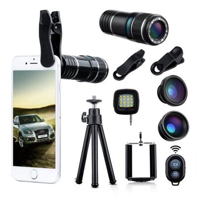 China Take Photos Universal Smart Phone Lenses 4 in 1 Phone Camera Lens Kit 12X Telescope Lens for sale