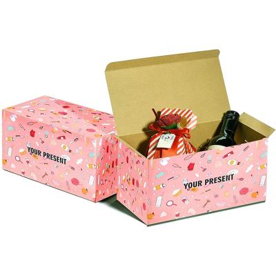 China Recyclable Custom Pattern Colored Pink Personalized Shipping Boxes Cardboard Box Small Shipping Present Box for sale