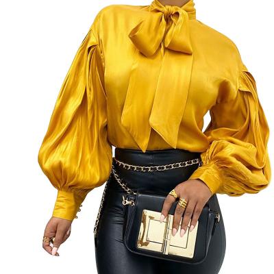 China Anti-pilling Hot Sale Women's Plus Size Blouse Solid Color Vintage Casual Loose Long Sleeve Shirt for sale