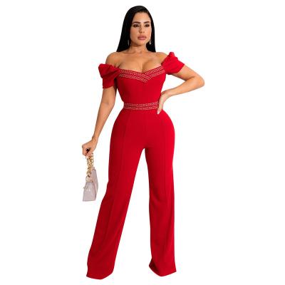 China 2022 Autumn Breathable Fashion Women's Sexy Bodycon Short Lady Bodycon Sheath Solid Color Off The Shoulder Casual Overalls for sale