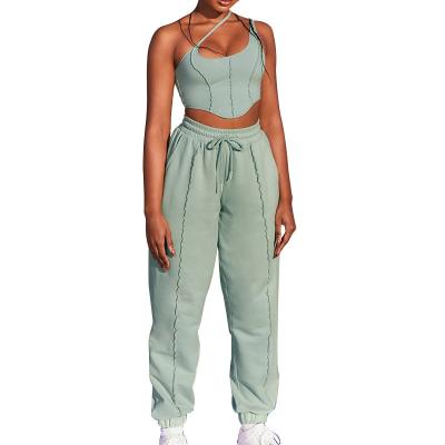 China 2022 Sexy Ladies Breathable Clothing New Arrival Solid Color Camisole Pants Suits Casual Two Piece Set for sale