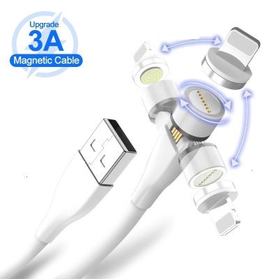 China 540 Degree Rotation Wholesale 1M LED 2.1A Fast Charging 3 540 Degree Rotation In 1 Phone Magnetic Charging USB Cable for sale