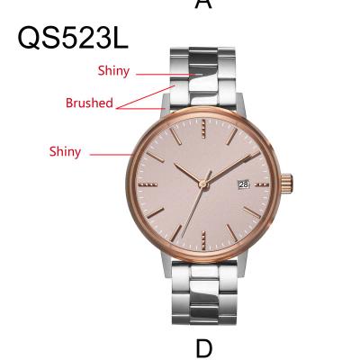 China Lady fashion stainless steel day/date watch in strap, QS523L slim watch, quartz watch stainless steel buckle for sale