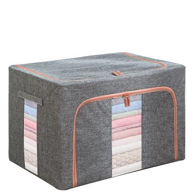 China 25/66/100L Wardrobe Clothes Storage Bag Large Capacity Oxford Cloth Steel Frame Foldable Waterproof Storage Box Viable for sale