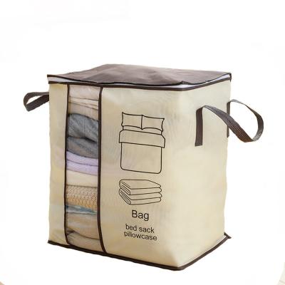 China Viable thickened window quilt clothing portable binaural non-woven foldable transparent storage bag for sale