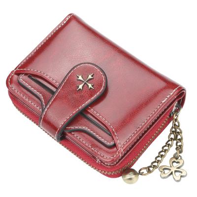 China China Strong Wholesale Factory Wallets High Quality Woman Cards Oil Wax Leather Carteras Wallets for sale