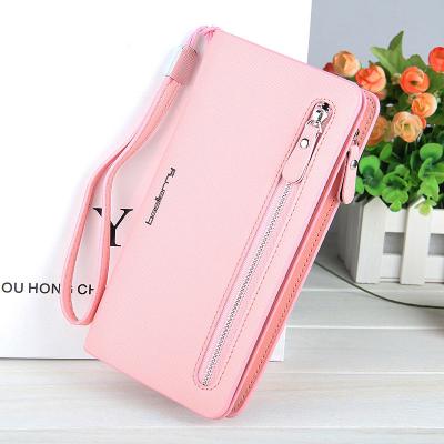 China New Lady Coin Purse Leather Long Cell Phone Wallet Ladies Strong Zipper Pocket Wallet for sale