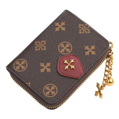 China New Style Strong Clover Fashion Four Style PU Zipper Wallet Short Debit Leather Card Holder For Women for sale