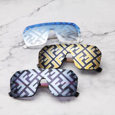 China Luxury Oversized Square Sunglasses Women Anti UV400 Logo Big Frame Sunglasses One Piece Custom Mirror Lens for sale