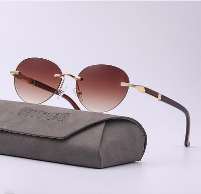 China Simplicity Vintage Metal Sunglasses Colorful Rimless Stylish Rimless Hinge Retro Sun Glasses Sunglases for sale