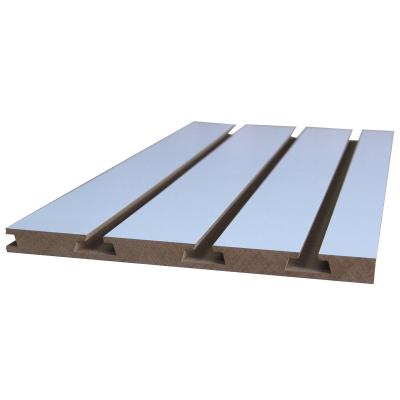 China Moisture proof melamine slotwall 18mm melamine MDF slotted board / MDF slatwall panel for sale