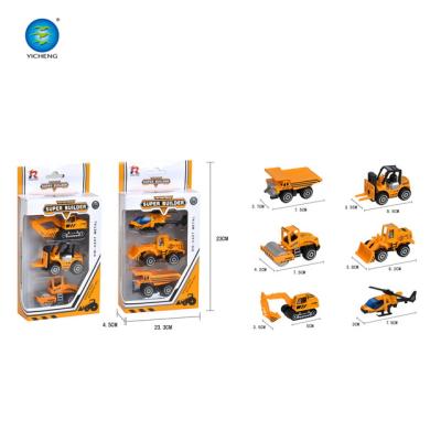 China Diecast Toy 3 Pack Alloy Engineering Toy Set Children Slide Excavator Bulldozer Mini Car Model for sale