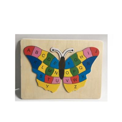 China Educational Toys Butterfly Wooden Puzzle Game Learning Butterfly Alphabet Wooden Puzzle for sale