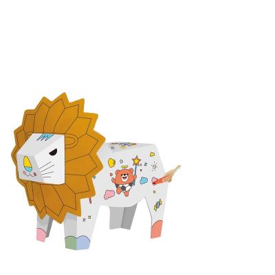 China 2020 factory direct paper kids graffiti coloring paint diy lion for sale