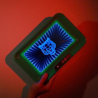 China LED Infinity Mirror 3D Effect Plastic Multi Size And Color 3D Smoke Light Tray Customized Abyss Lamp Serving Tray for sale