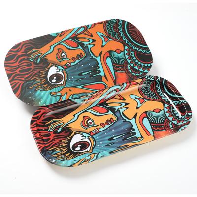 China 2021 Newest Hot Selling Safety Wholesale Custom Tin Rolling Tray Tobacco Metal Rolling Tray with Magnetic Lid for sale