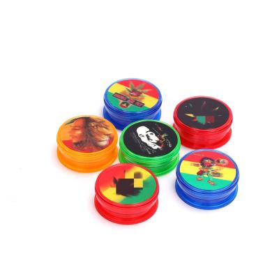 China Plastic Jiju Logo Plastic Herb Grinder Custom 60mm 2 Parts Spice Multi Colors Herb Grinder for sale