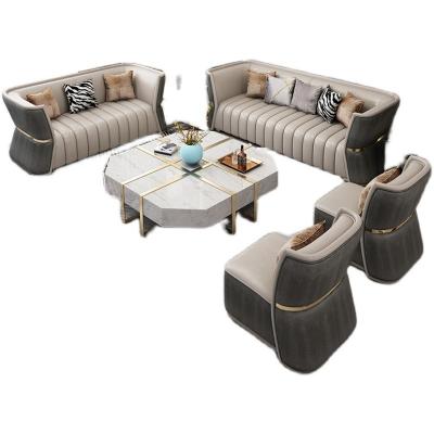 China Other post-modern luxury furniture genuine leather sectional sofa for living room villa apartment sofa set living room furniture for sale