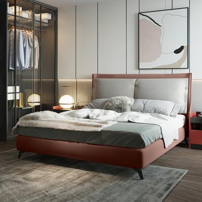 China Luxury Queen Size Metal Bed Bedroom Furniture Set Modern Leather Double Bedroom Furniture for sale