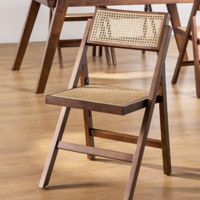 China Factory Mid Century Modern Rattan Dining Chair Ash Wood Folding Chair Indonesia Cane Rattan Chairs For Hotel Restaurant for sale