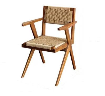 China Modern leisure style solid wood home furniture woven back and seat dining chair for restaurant hotel wholesale for sale