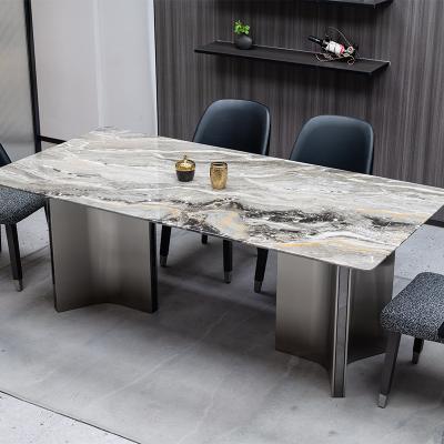 China Modern Commercial Furniture Dining Room Sets 8 Chairs Table Furniture Dining Table Set Luxury Marble Top Dining Table for sale