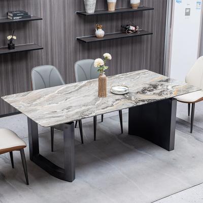 China Modern morden furniture slab table top rectangle dining table for home hotel restaurant for sale