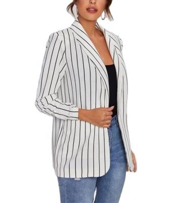 China 2022 Anti-Wrinkle Fashion Women's Jackets Tops Blazers Ladies Coat Collar Shawl Stripe Long Sleeve Women's Casual Blazer for sale