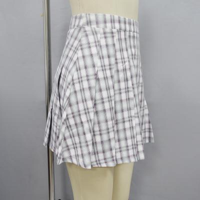 China Good Price Breathable 100% Cotton Plaid Pleat Pleat Skirt Ladies Short Skirt for sale