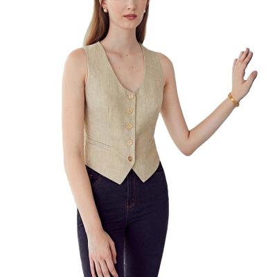 China Breathable Fashion Slim Fit Suits Women's Vest Waistcoat For Ladies Women Blazer for sale