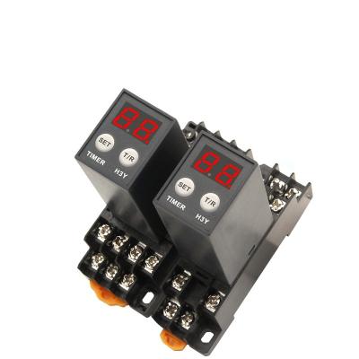 China New Small Sealed Digital Display H3Y-2/H3Y-4 Delayer 12V24V220V Time Relay Cycle Timer With PYF08A/14A Low Socket for sale