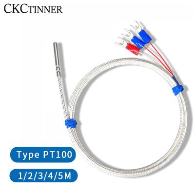 China Stainless Steel PT100 Temperature Sensor Thermocouple with 0.5/1/2/3/4/5M Cable Temperature Sensing High Temperature Waterproof for sale