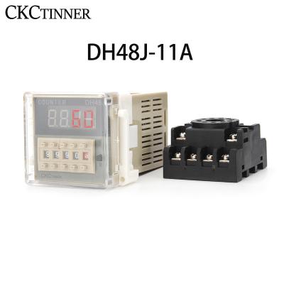 China Multifunction DH48J-11A 11 Pin Contact /Sensor Signal Input Digital Counter Relay DH48J-11A 12V Into 380V Power Failure Memory Function With Base for sale