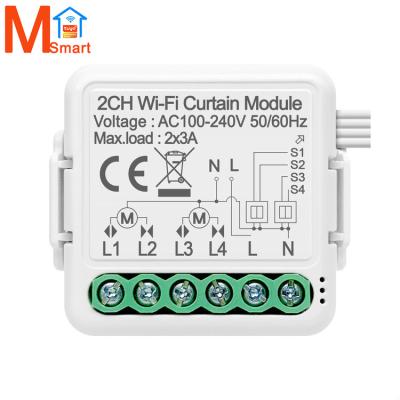 China Tuya Smart App Control+Voice Control Alive 1CH 2CH WiFi Curtain Switch Module For Roller Shutter Blind Motor for sale