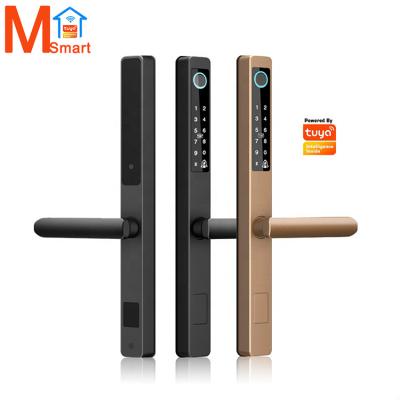 China Tuya Waterproof Smart Aluminum Handle Fingerprint Door Lock Outdoor/Yard Outdoor WIFI APP WIFI Lock Door Smart Lock for sale