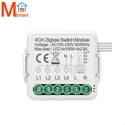 China APP Control+Voice 1/2/3/4CH Tuya APP Control Zigbee Switch Module Things Smart Hub Lamp Switch Compatible Alexa Google Wireless Relay for sale