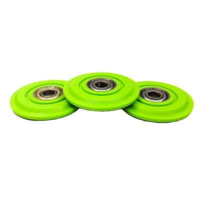 China Low noise hot sale high speed plastic pulley wheel with supporting plastic coated 608ZZ ball bearings for sale