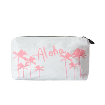 China Mini Pouch Pink Coconut Tree Water Resistant Tyvek Storage Bag Waterproof Cosmetic Makeup Small Lightweight Tear Resistant Bag For Daily Use for sale